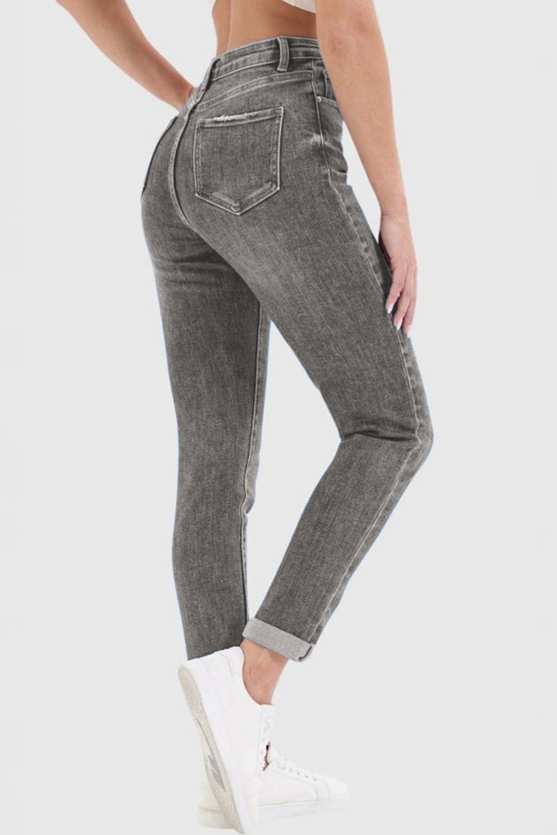 Casual Mid Rise Solid Slim Fit Jeans