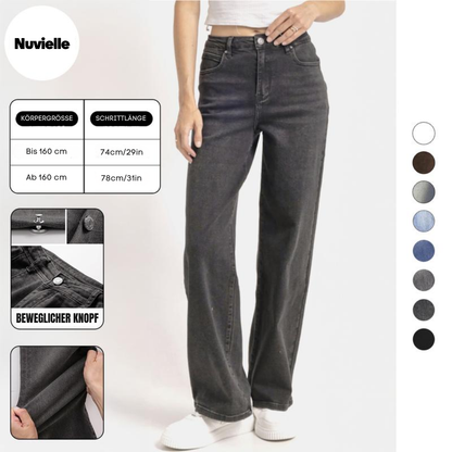Trendy Minimalist High Waist Denim Stretch Wide Leg Jeans